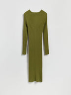 Abito in maglia a coste di viscosa color oliva chiaroAbito in maglia a coste di viscosa color oliva chiaro