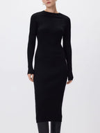 Abito in maglia a coste in viscosa nero
