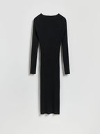 Abito in maglia a coste in viscosa nero